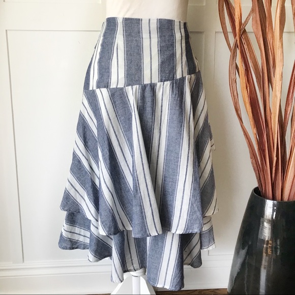 Ruffle Poplin Stripe Skirt - Picture 5 of 8
